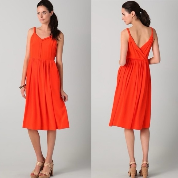 $495 Rebecca Taylor All Tied Up Silk Dress | Bright Orange | Women’s Size 2 🍊 - Picture 2 of 2